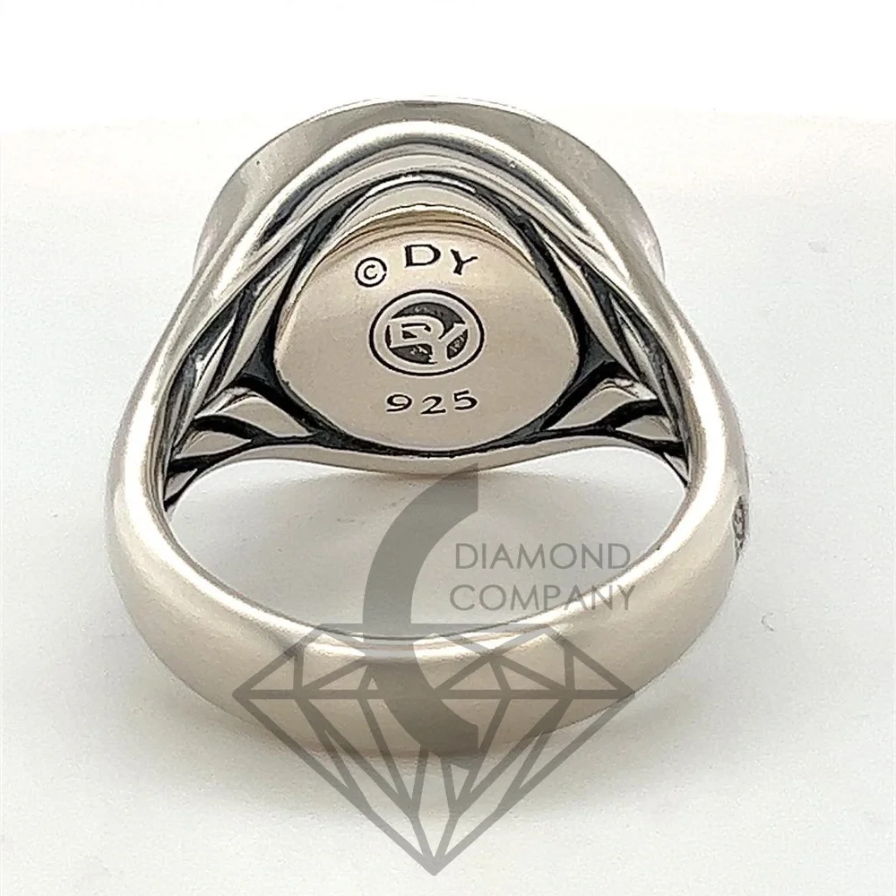 David Yurman PETRVS Lion Tag Coin Signet Men's Ring Size 5 Silver Brand New DY - Picture 7 of 10